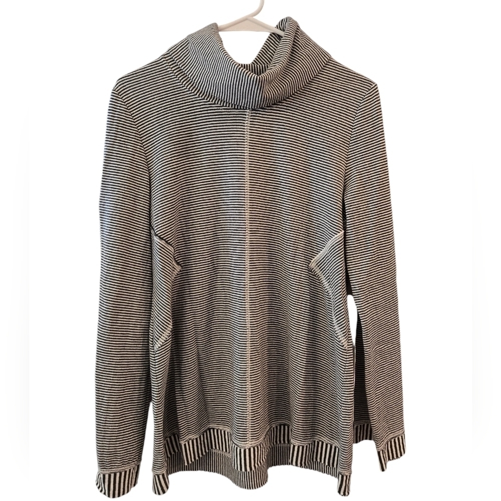 ANTHROPOLOGIE MAEVE TAL STRIPED COWL NECK TUNIC. SIZE MEDIUM.